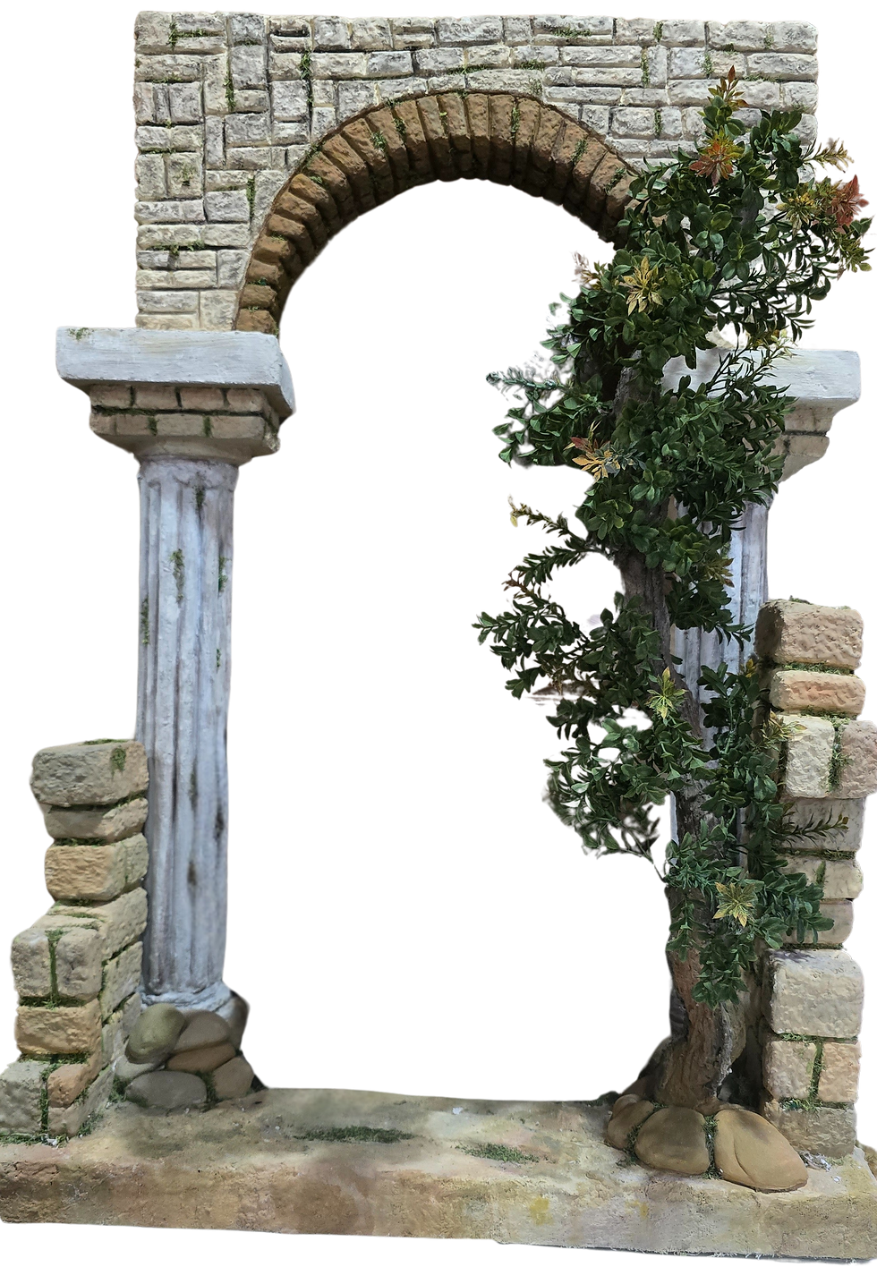 arco romano extragrande para nacimiento con columnas y árbol