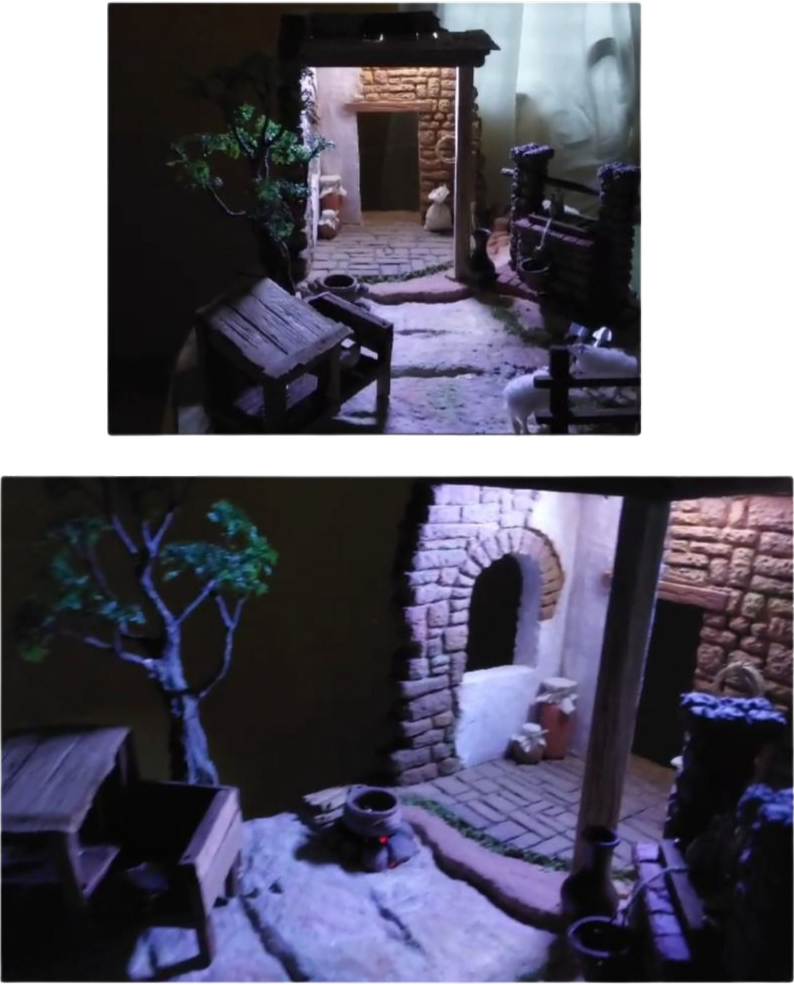 escenografía de nacimiento o pesebre gran formato vista 45 grados