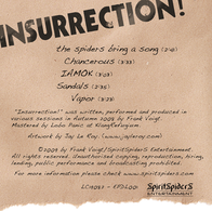 Tracklist and credits in black text on brown paper background