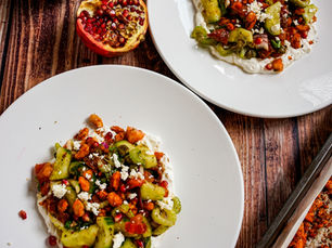 Salade de haricots blancs rôtis aux épices, crème de fêta 