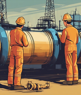 create a color image of people inspecting an oil and gas pipeline..jpg