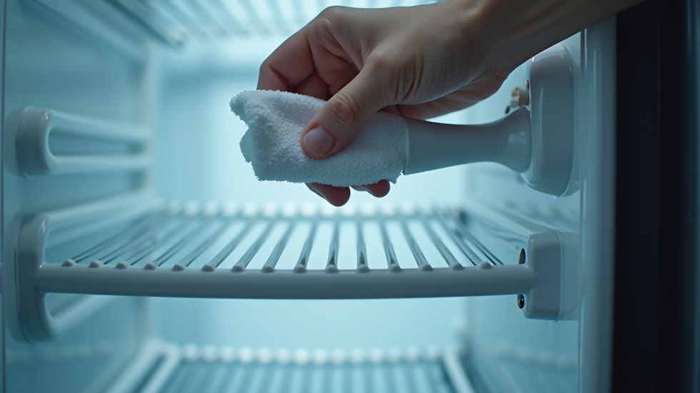 Close-up view of a clean refrigerator coil being inspected