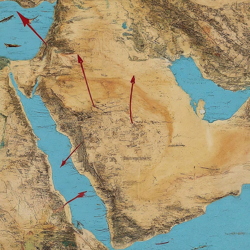 Red Sea security threats: Map highlighting cities, ports, missile attacks, shipping disruptions, environmental damage, and concerned people.