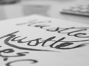 Pen calligraphy hand lettering hustle