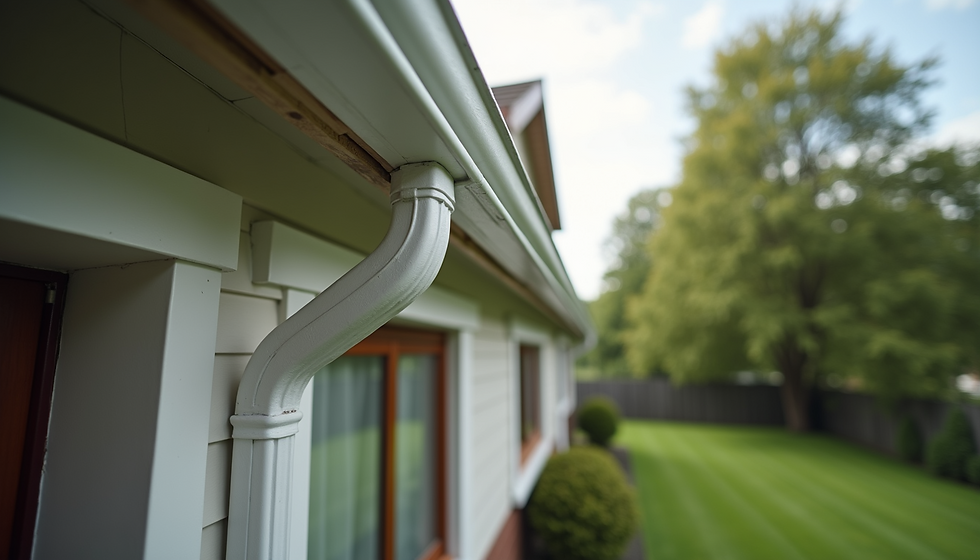 Wide angle view of seamless gutters installed on a house in Tampa, Florida