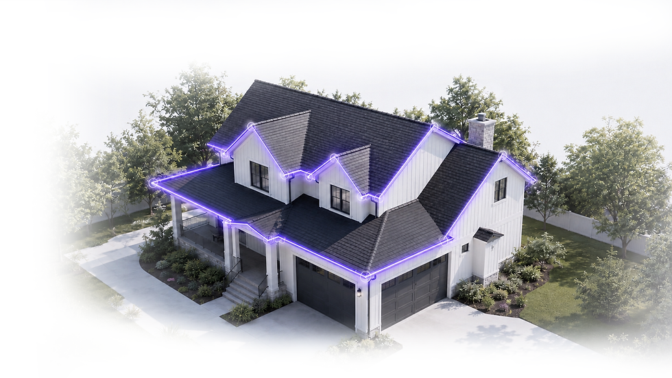 Close-up view of gutter materials and tools organized on a workbench