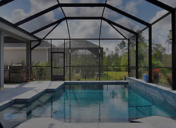 Black and White Pool Screen Enclosure wi