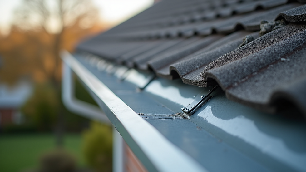 Eye-level view of a Gutter Helmet installation on a residential roof
