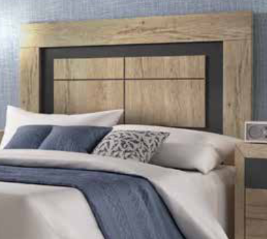 Praga wooden headboard 135/150cm in Oak and Dark Grey