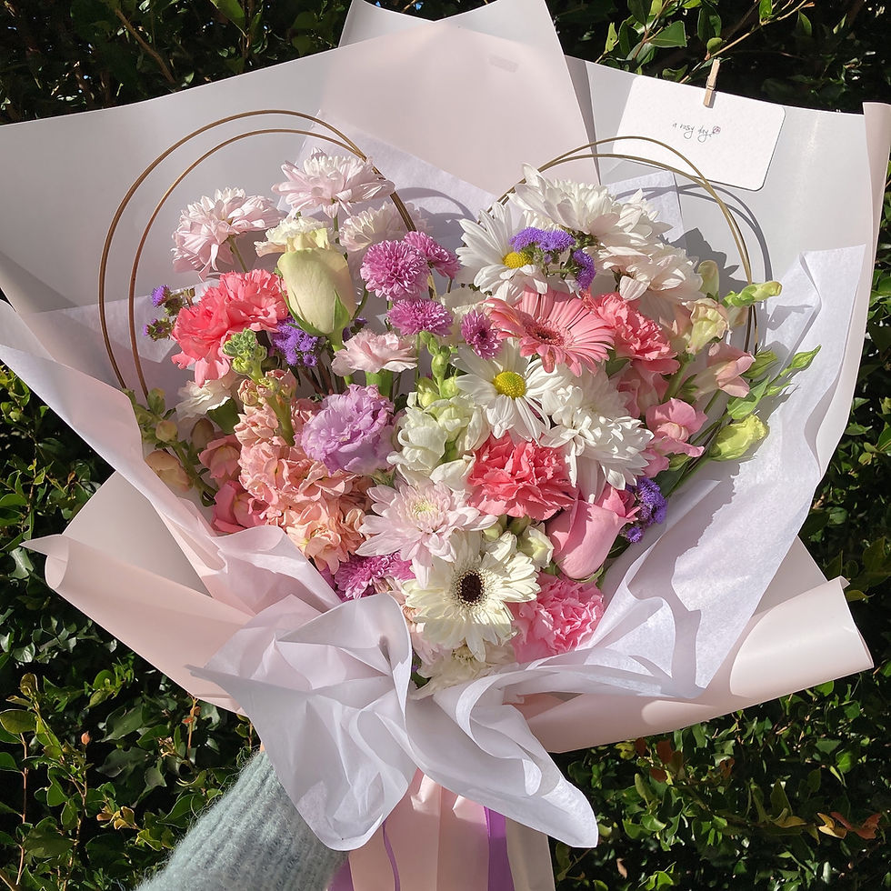 Thumbnail: Mixed Flower Heart Bouquet