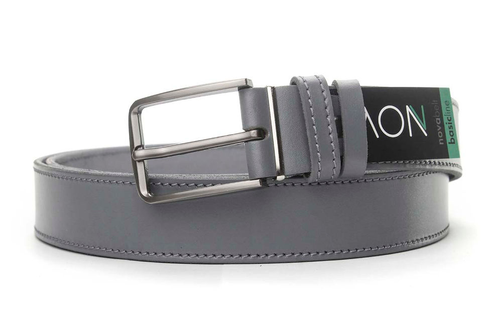 Ремінь класичний прошитий сірий 35 мм