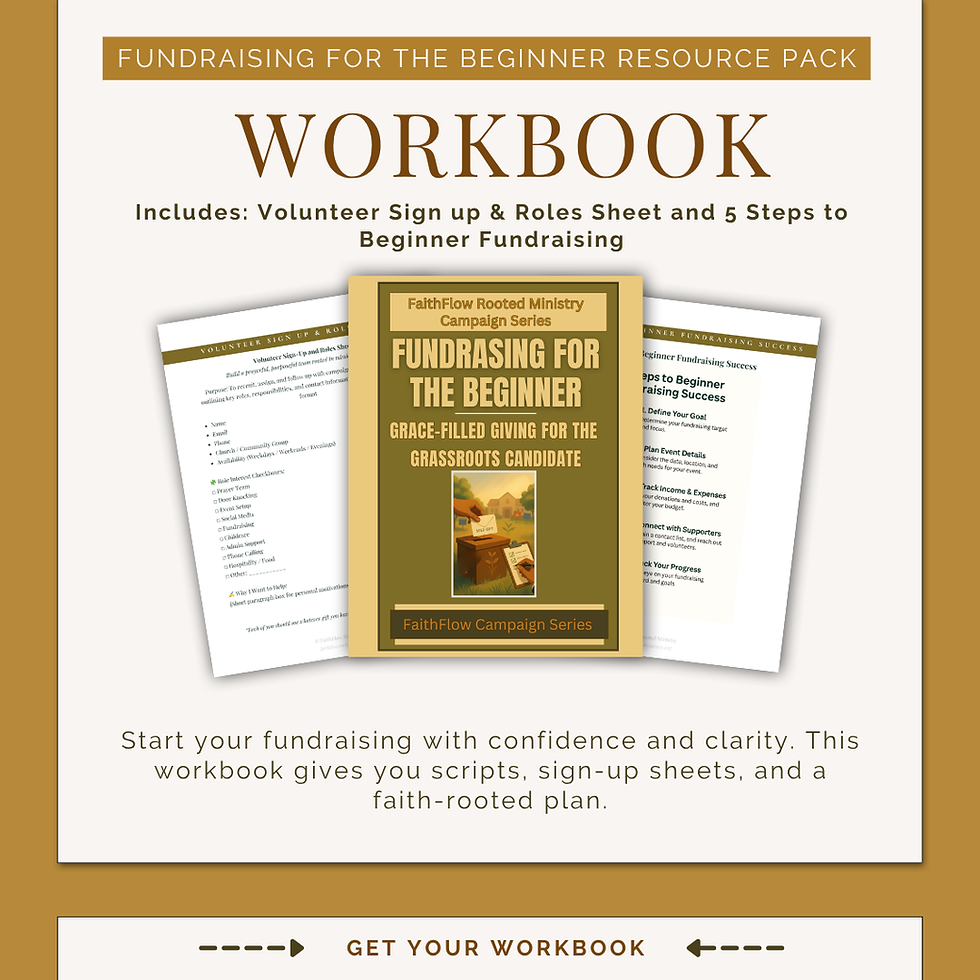 FaithFlow Campaign Series Workbook pages for Fundraising for the Beginner