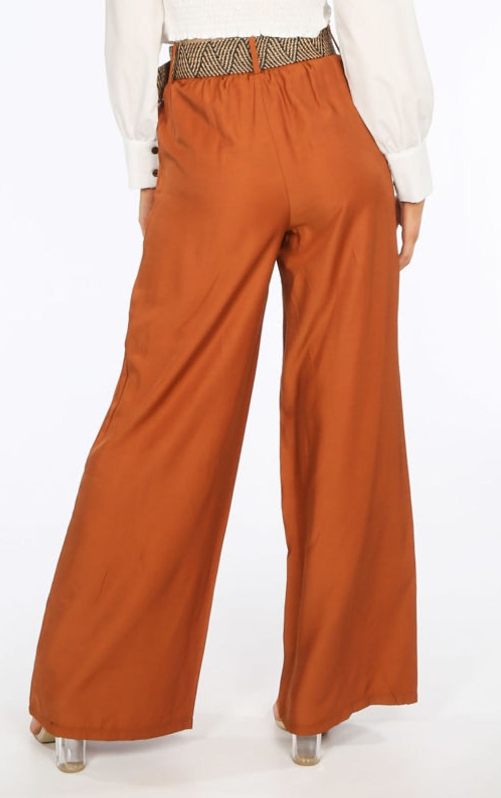 Thumbnail: Loie Tan Belted Flared Trousers
