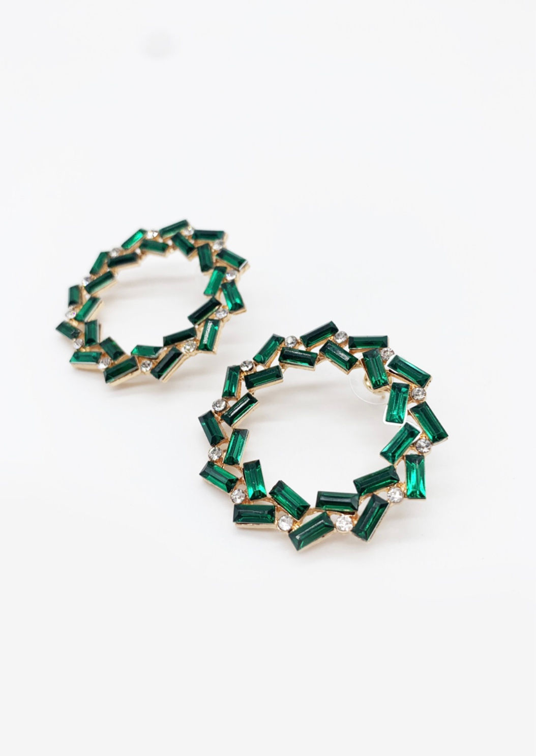Saris Green Diamante Earrings