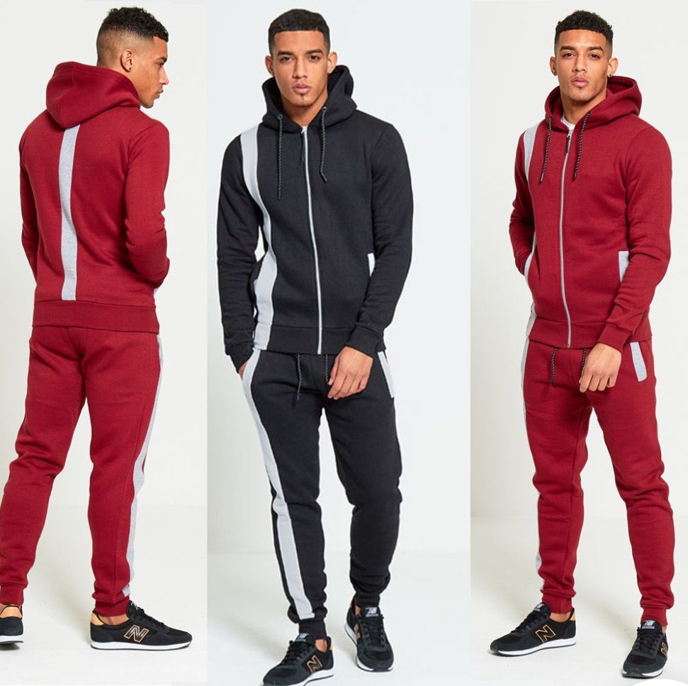Thumbnail: Wayne Black Stripe Detailed Skinny Fit Tracksuit