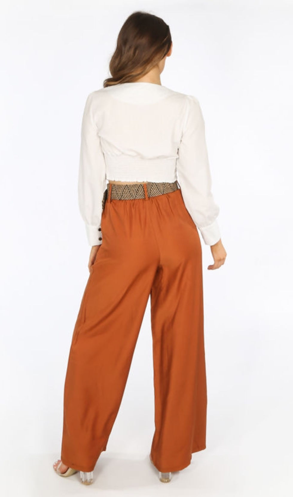 Thumbnail: Loie Tan Belted Flared Trousers
