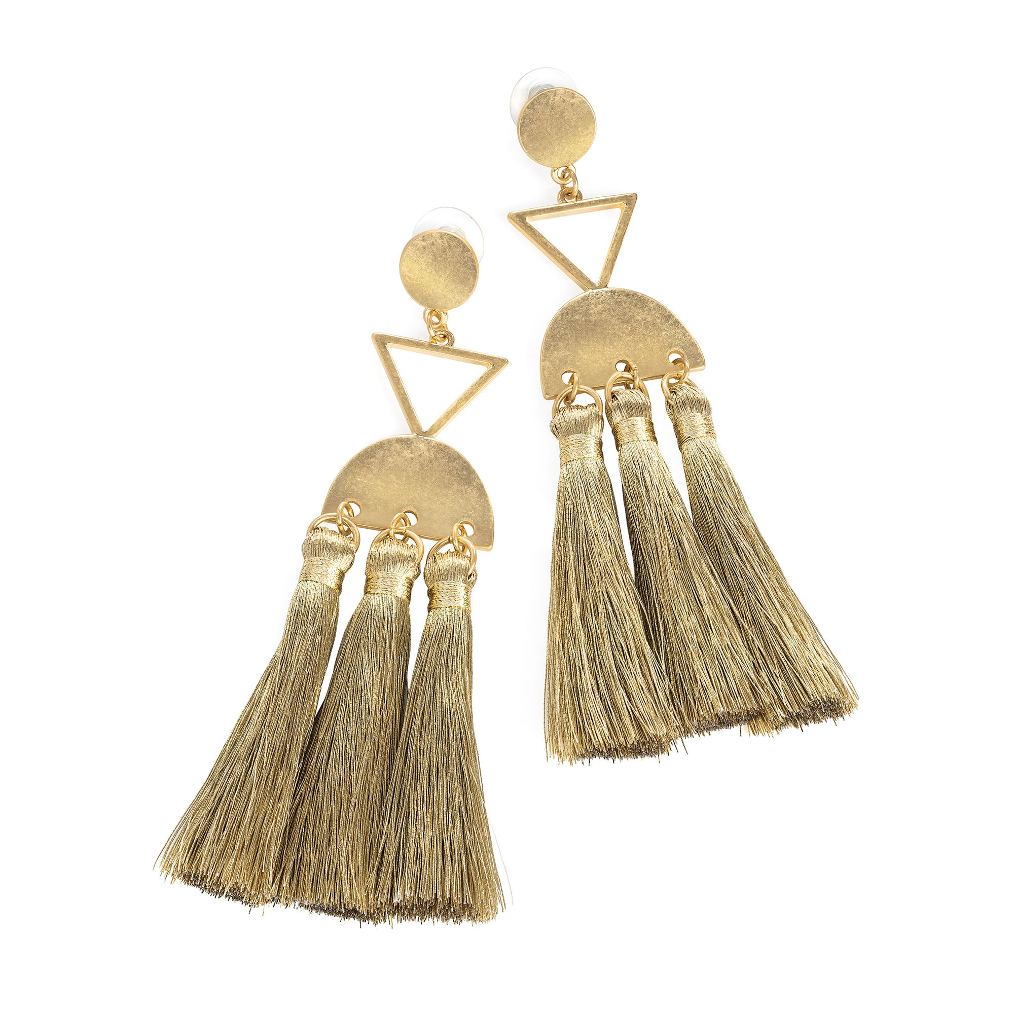 Doodle worn gold thread tassel drop earring