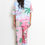 Thumbnail: Claudine Pink Paradise Print Blouse And Wide Leg Trouser Set 