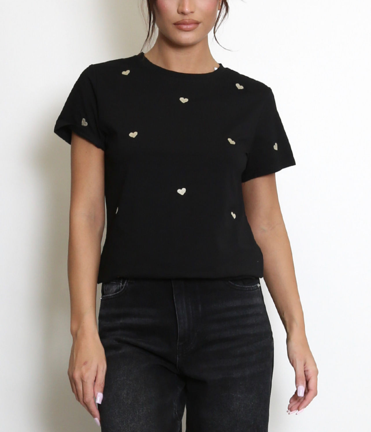 Rosie Black Heart Embroidered T-Shirt
