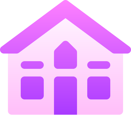 "A simple purple icon of a house, representing mortgages and home ownership."