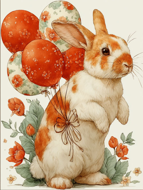 Miniatură: 100 Rabbit Art Images Bundle Get FREE Notebook,Cards Bookmark, Folio Kits
