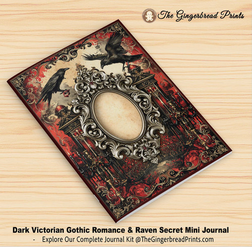 Mini Kit Dark Victorian Gothic Romance & Raven Secret Journal Kit