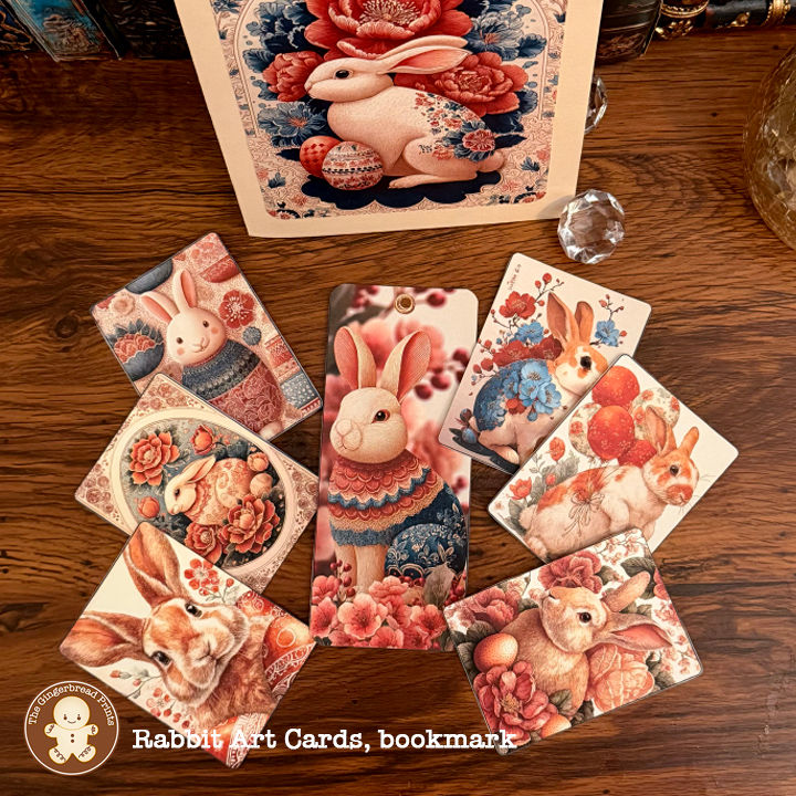 Miniatură: 100 Rabbit Art Images Bundle Get FREE Notebook,Cards Bookmark, Folio Kits