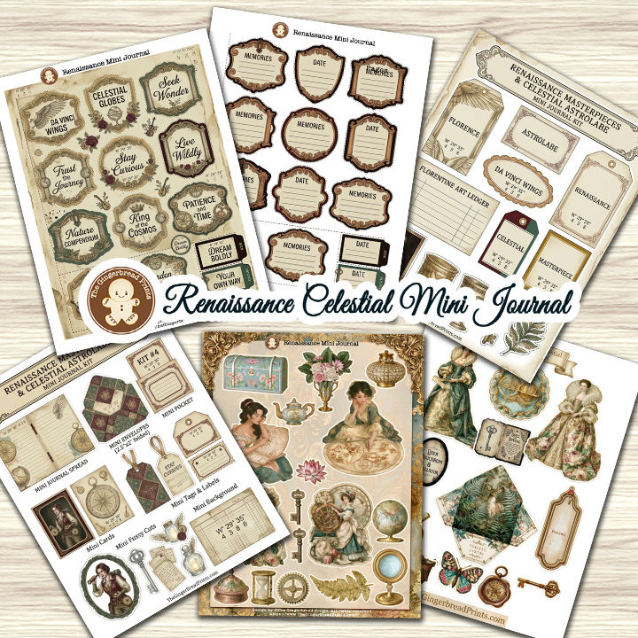 الصورة المصغرة: Renaissance Masterpieces Celestial Astrolabe MINI Journal Kit Digital