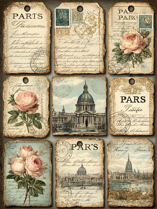 الصورة المصغرة: 100 Victorian Collage Images Bundle + Card Set+ Tags Collection Digital Download