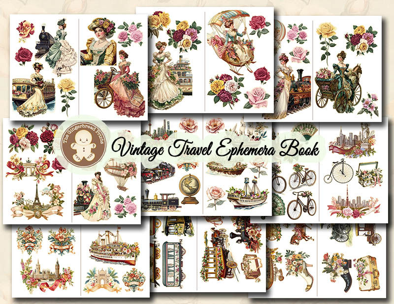Miniature : Wanderlust Chronicles Vintage Travel Ephemera - Digital Download