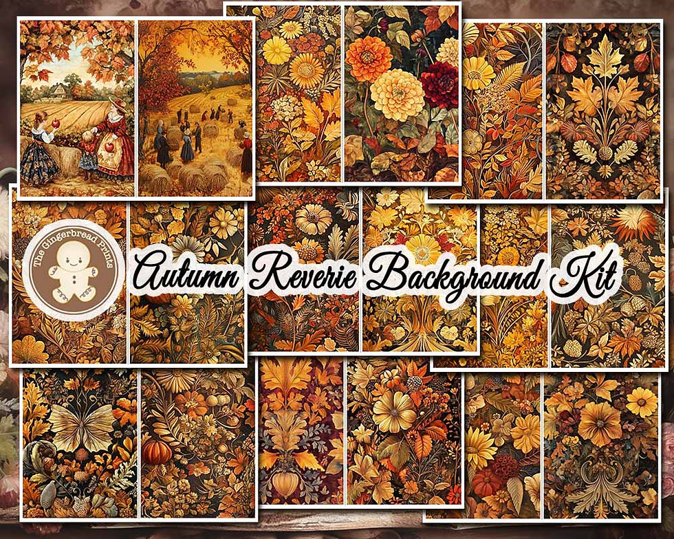 Miniature : Autumn Reverie Background Paper Kit - Digital download