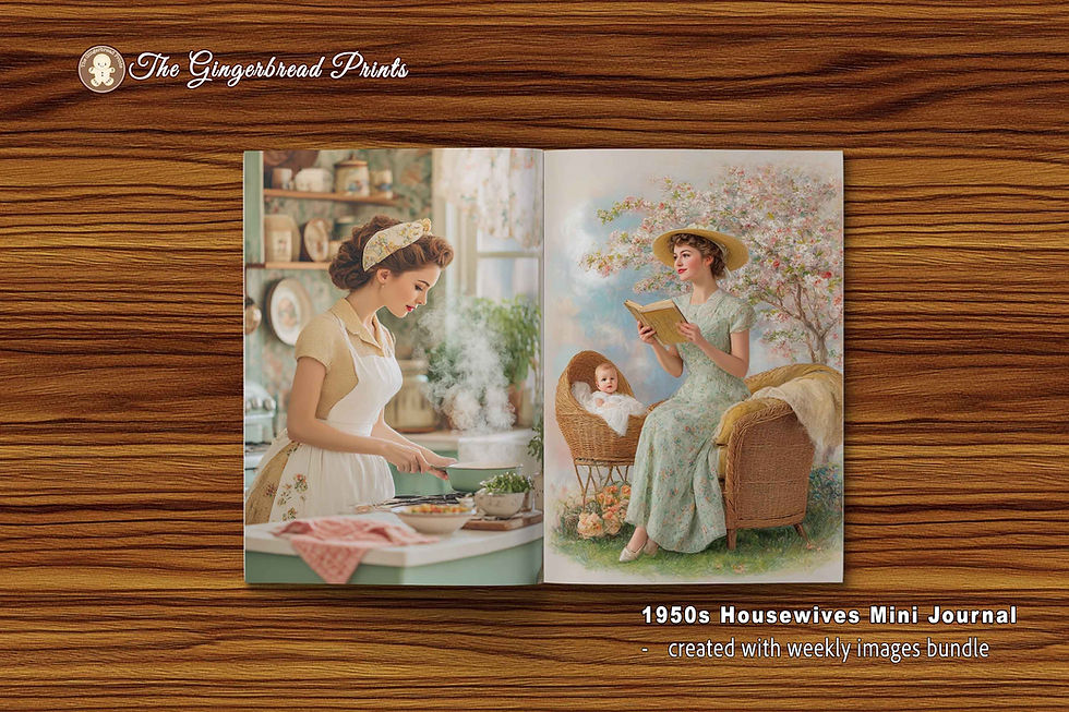 थंबनेल: $2 1950s Housewives Mini Journal Digital Download
