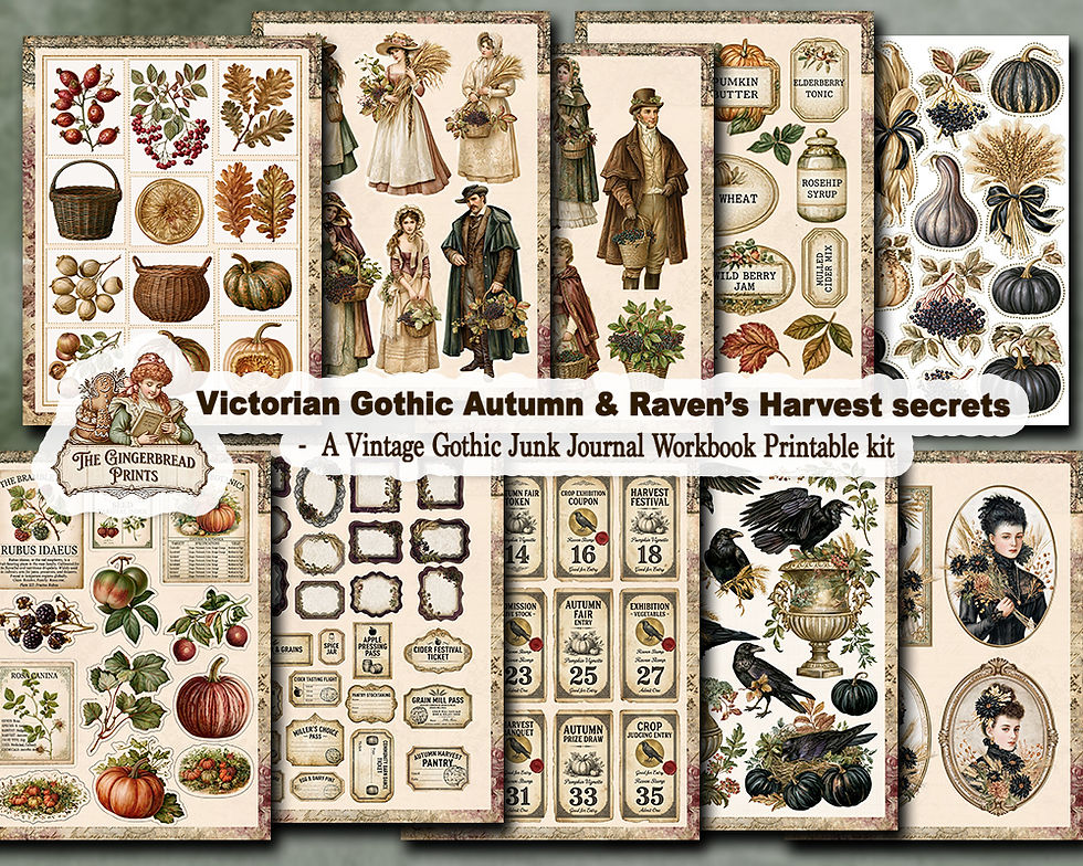 Thumbnail: Victorian Gothic Autumn & Raven's Harvest Secrets Journal Printable Kit