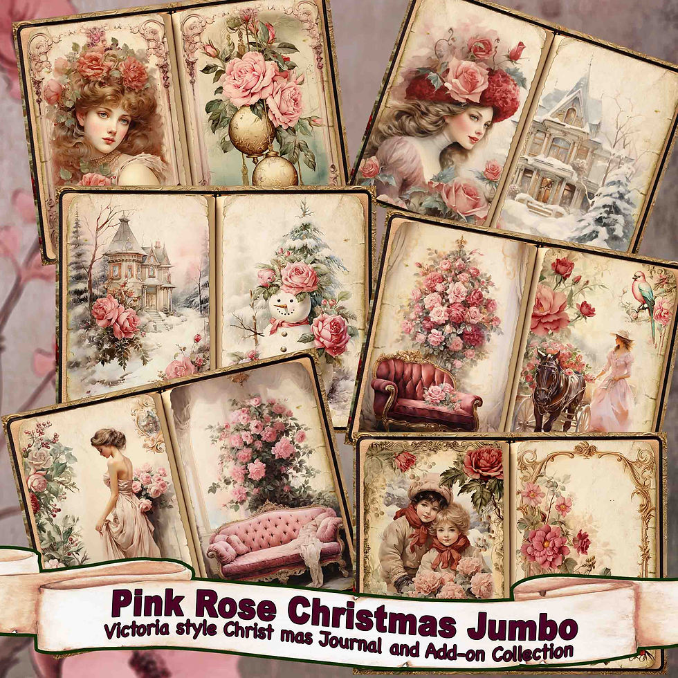 Miniature : Pink Rose Christmas Journal + Add-on Jumbo Collection Digital Download