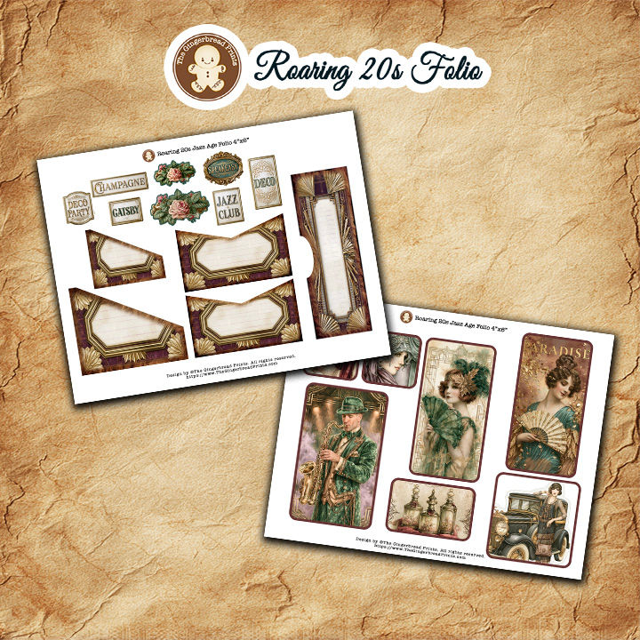 Miniatura: 100 Roaring 20s Jazz Age Images FREE Trifold Folio and Cards Digital Download
