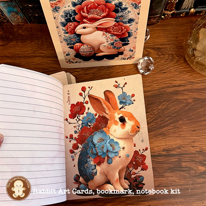 Miniatură: 100 Rabbit Art Images Bundle Get FREE Notebook,Cards Bookmark, Folio Kits