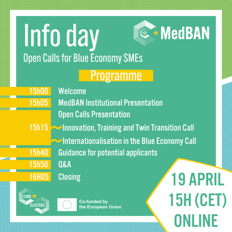 Info Day MEDBAN - Convocatorias abiertas para las pymes de la economía azul de la UE 19 de abril 