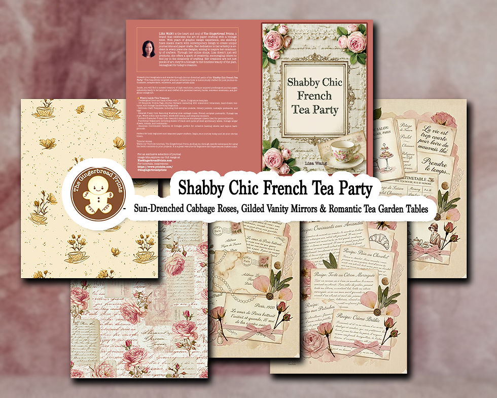 Miniatura: Shabby Chic French Tea Party Printable Kit Digital Download