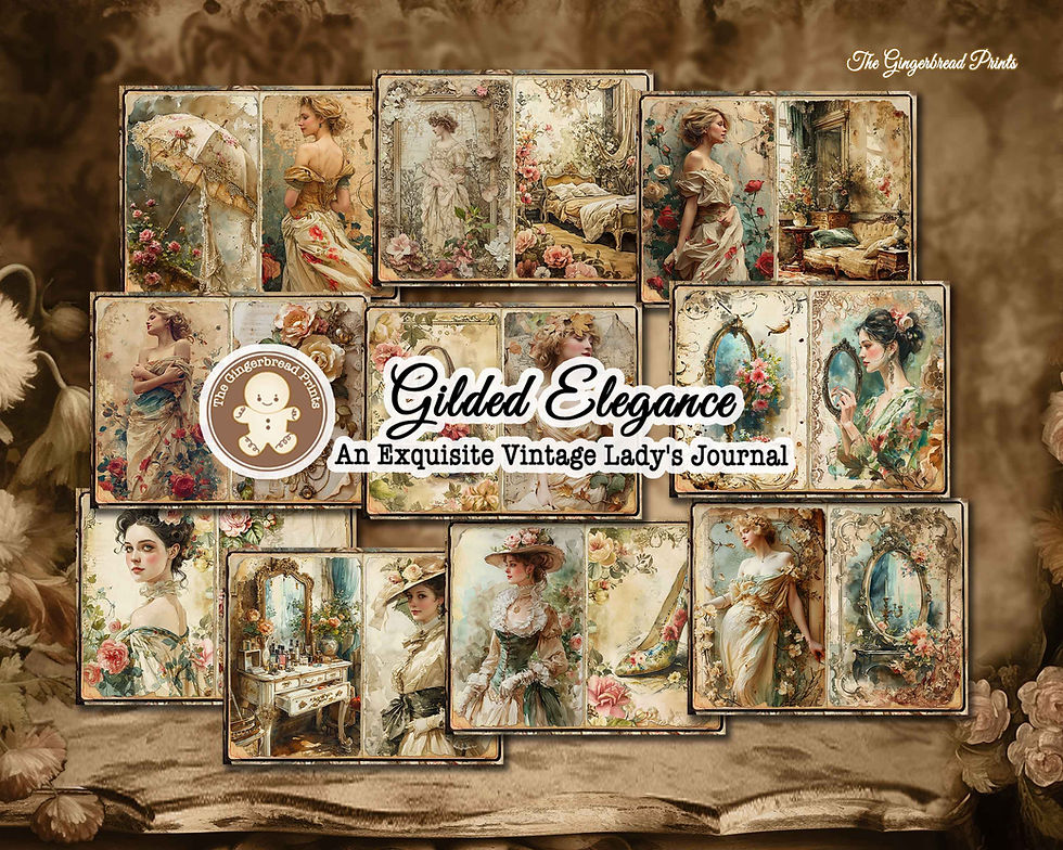 Miniatura: Gilded Elegance - An Exquisite Vintage Lady's Journal Printable kit