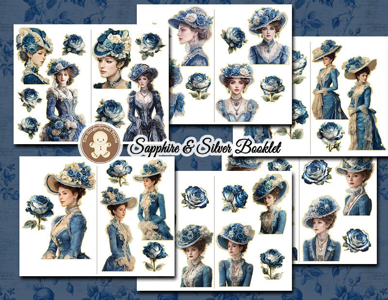 Miniatura: Sapphire & Silver - Timeless Charm Ephemera Digital Download