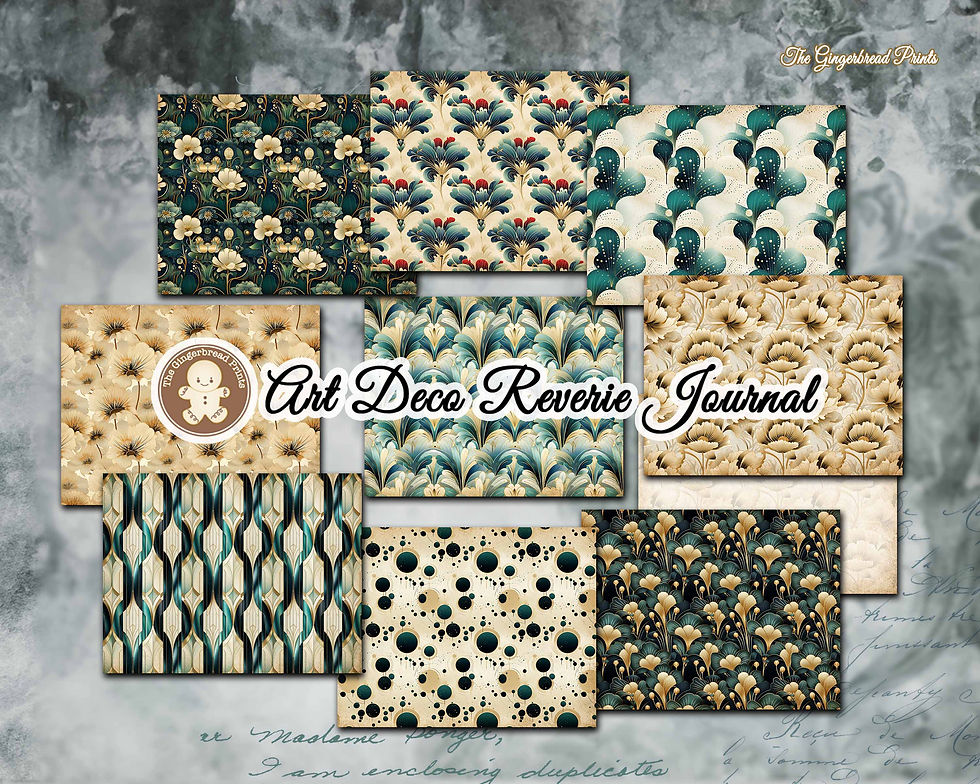 Miniature : Art Deco Reverie Journal Printable Kit Retro Fashion Journal kit