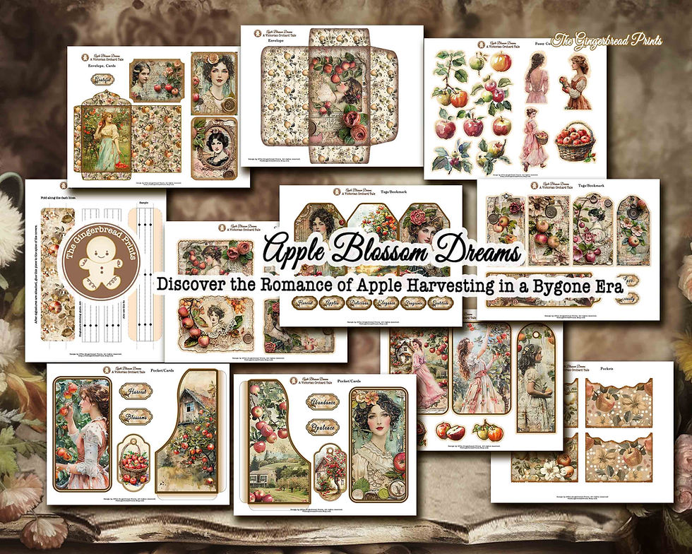 الصورة المصغرة: Apple Blossom Dreams Victorian Journal printable kit