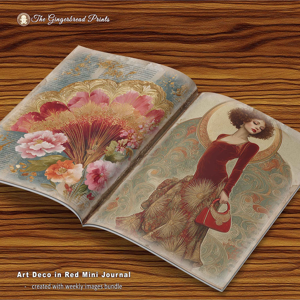 Miniatura: 100 Art Deco in Red Images Bundle+Mini Journal+4 Tags Digital