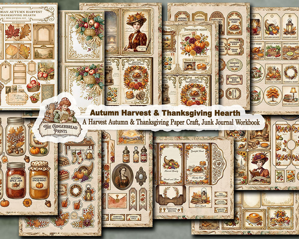 Miniatura: VICTORIAN AUTUMN HARVEST & THANKSGIVING HEARTH JOURNAL PRINTABLE DIGITAL KIT