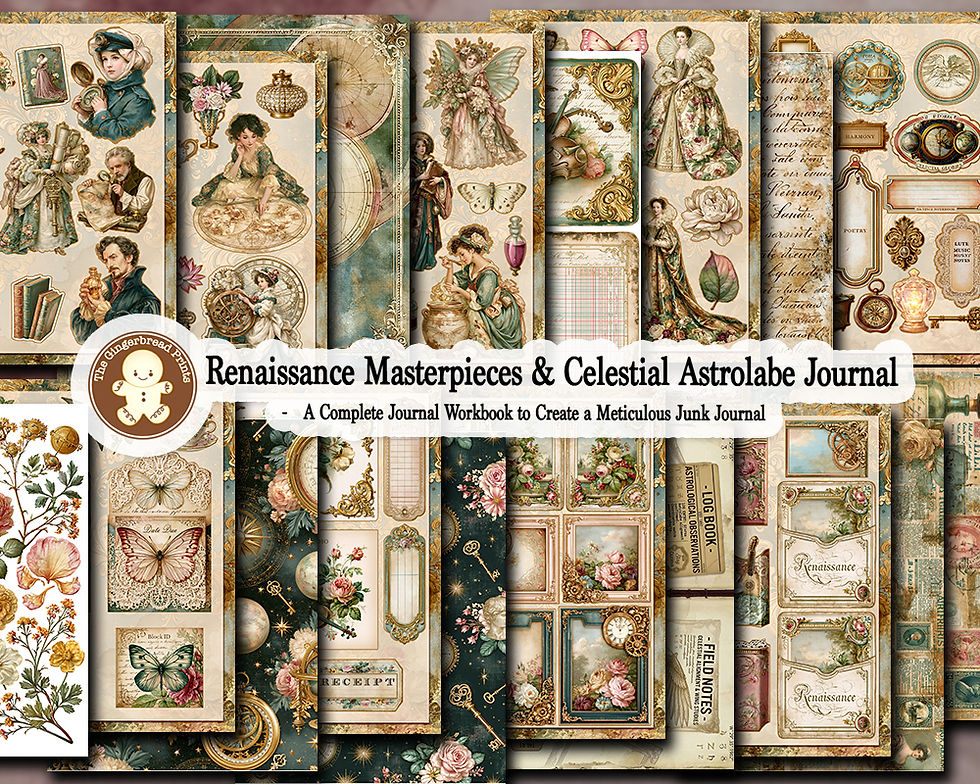 Thumbnail: Renaissance Masterpieces & Celestial Astrolabe Journal Kit Digital Download