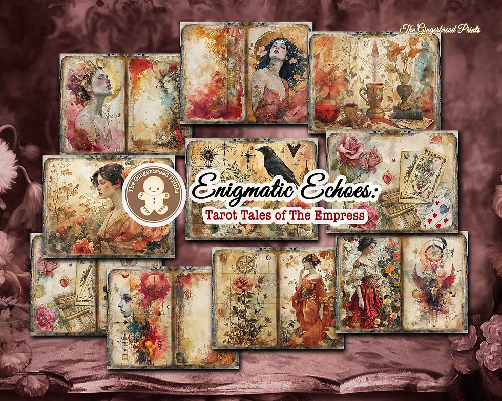 Miniatura: Enigmatic Echoes: Tarot Tales of The Empress Junk Journal digital kit