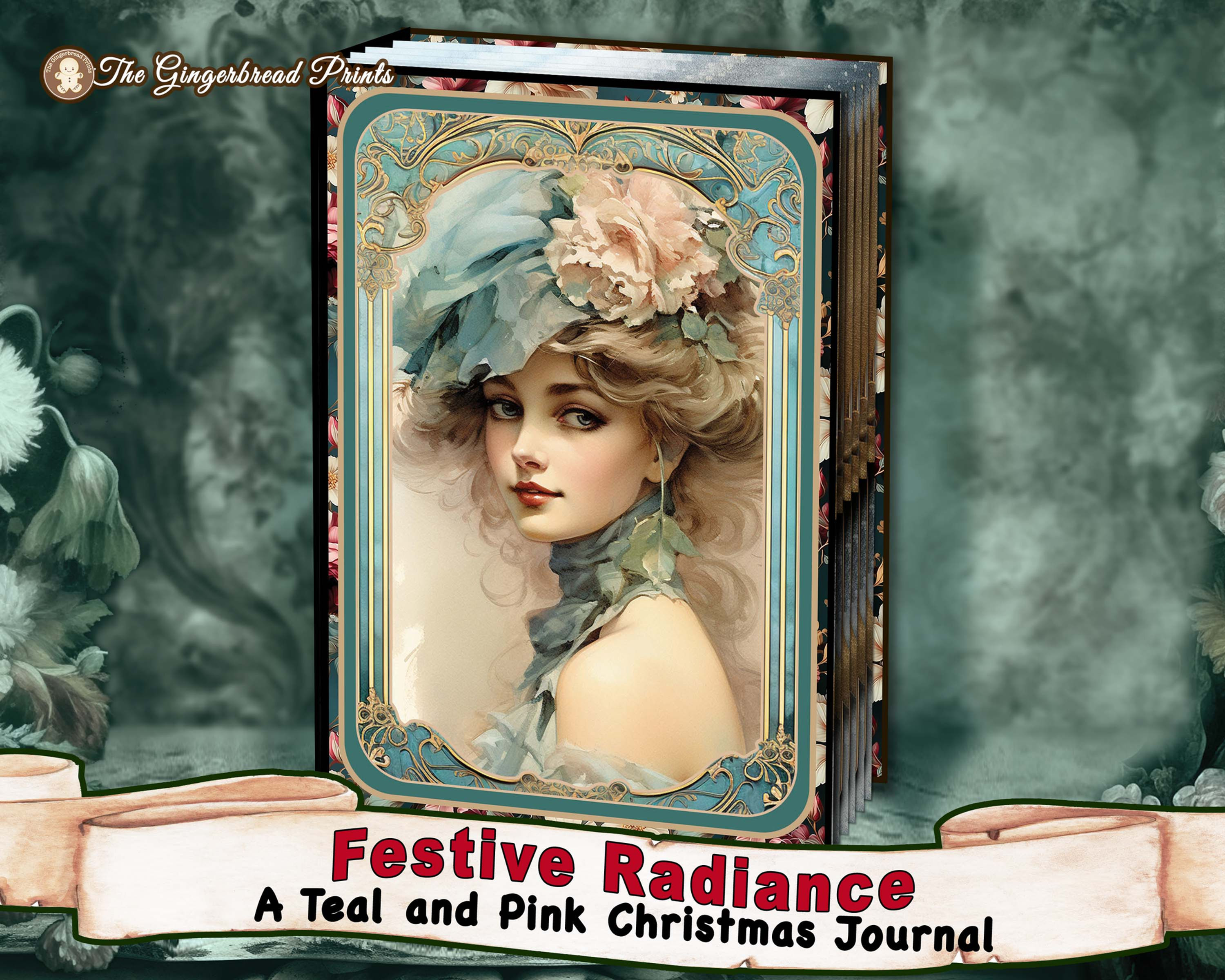 Festive Radiance - A Teal and Pink Christmas Journal Junk Journal digital kit