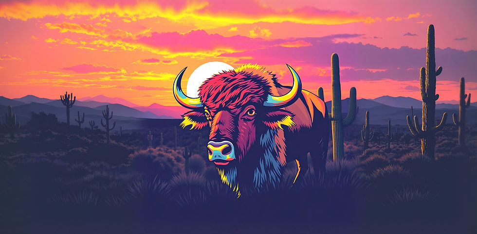 multi color American buffalo with a dese
