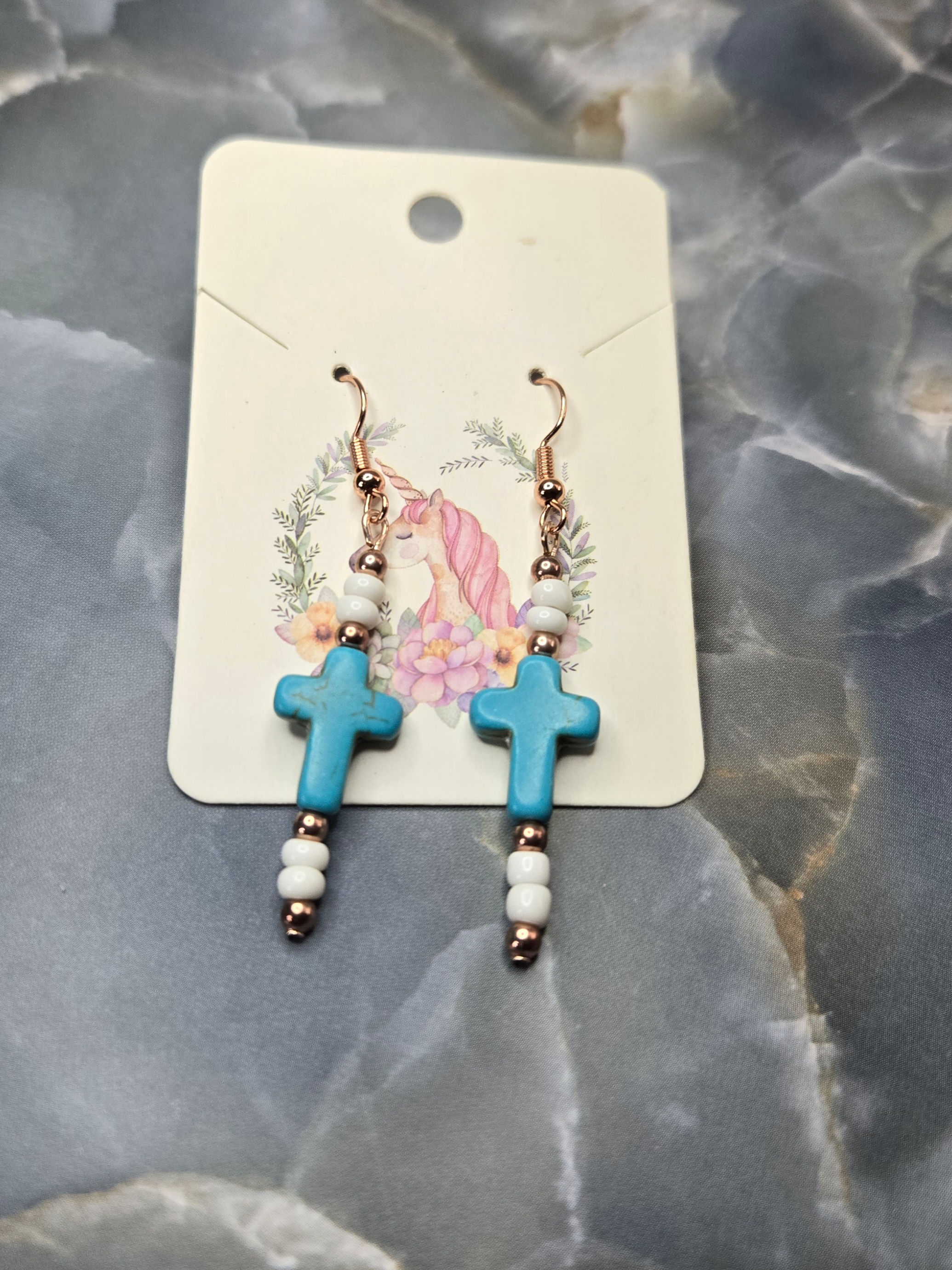 Turquoise Cross Earrings