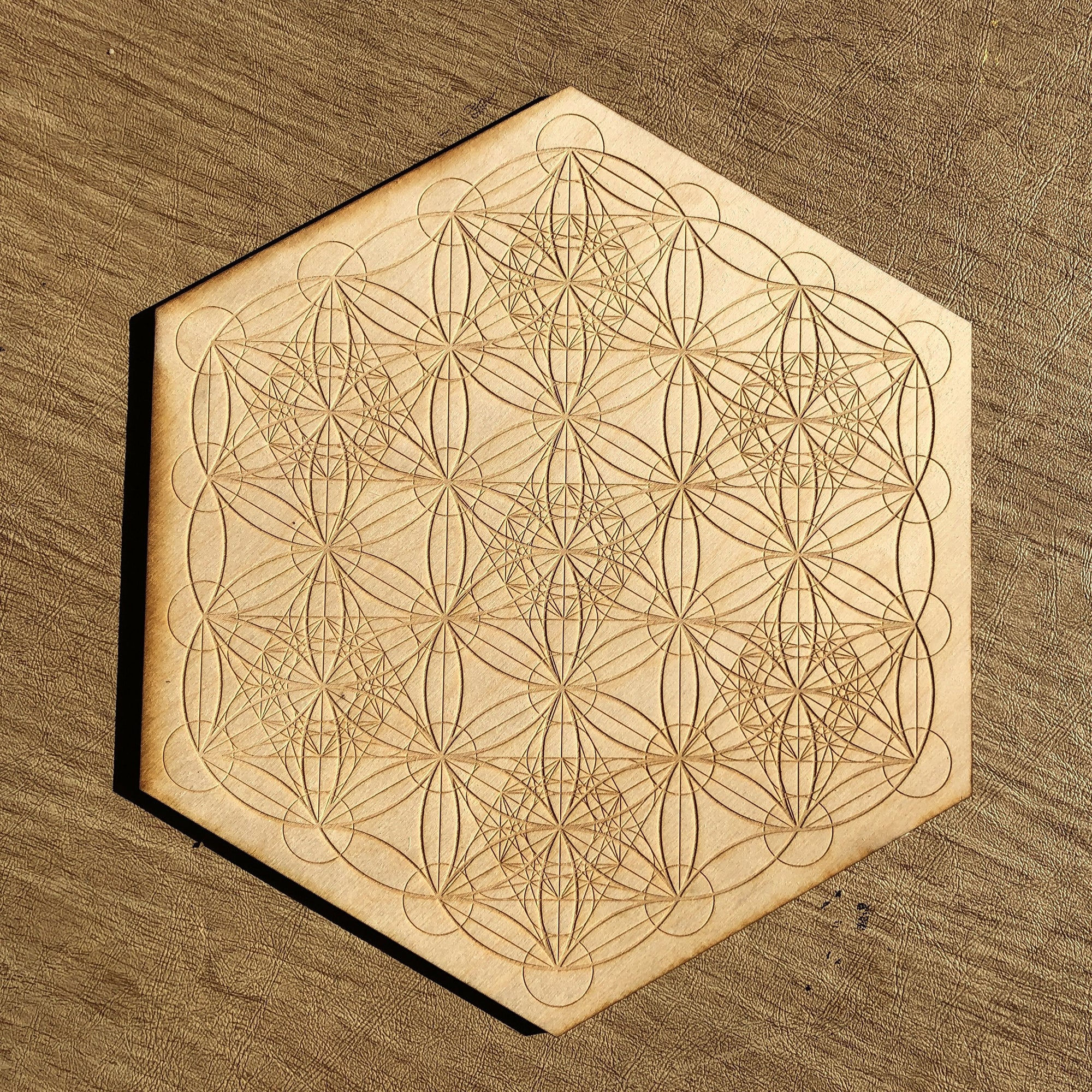 Metatron's Cube Seed of Life Crystal Grid Board 麥達昶立方體 & 生命種子水晶陣木板